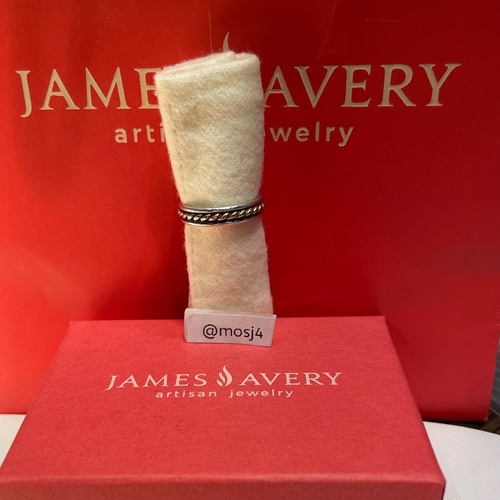 Retired James Avery 14Kt Gold and Sterling Silver Twisted Rope Ring